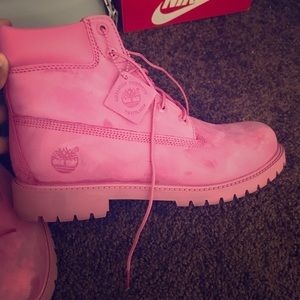 Pink timbs 7 grade school equivalency 8-9 women
